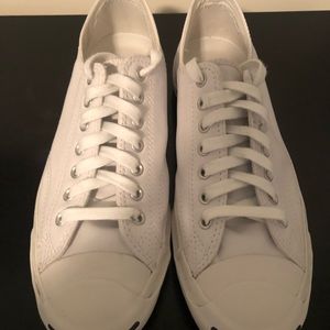 Converse “Jack Purcell” Men’s tennis shoe. Size 9. White leather.